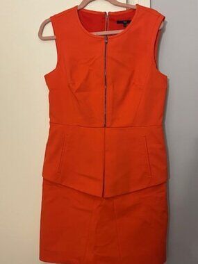 Tibi Orange Peplum Zip-up Dress size 12